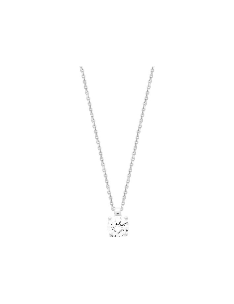 Collier Solitaire Oxyde de Zirconium 5,5mm - Argent 925‰