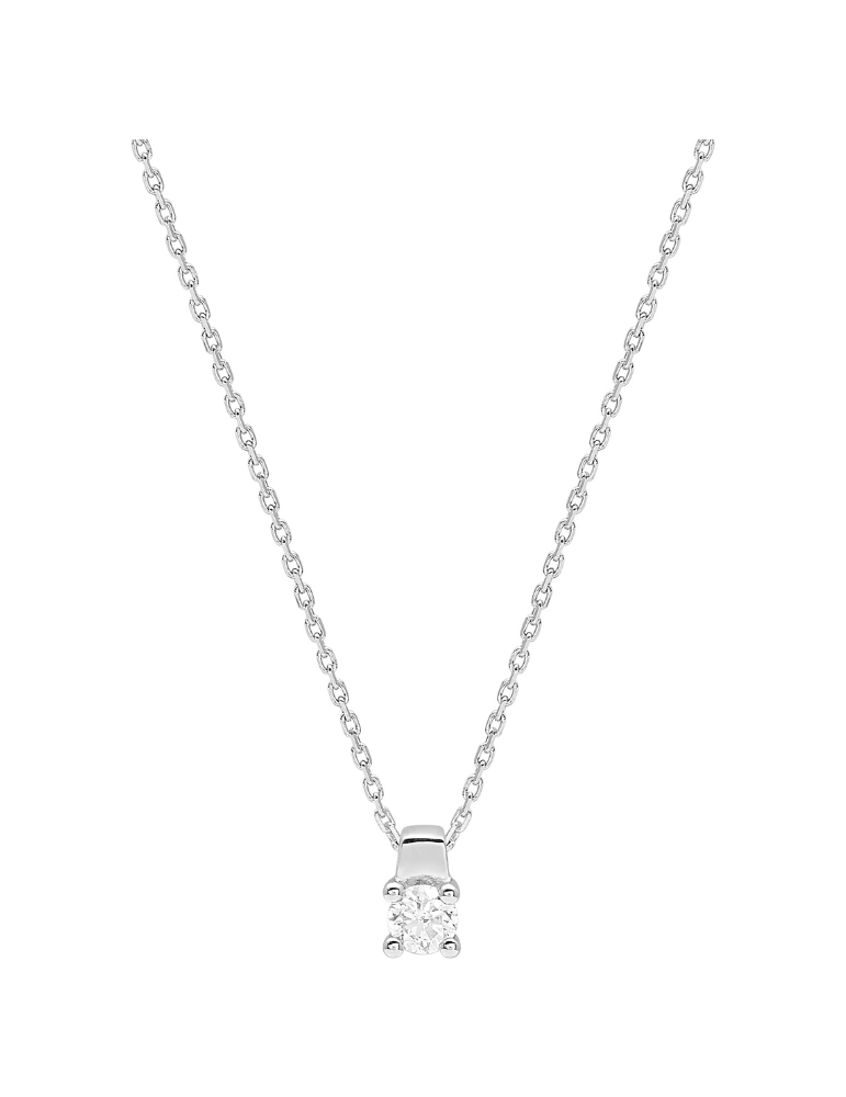 Collier solitaire Diamant 4 Griffes - Or Blanc 750‰