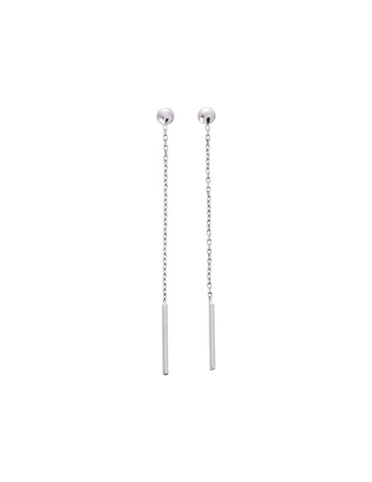 Boucles d'Oreilles Pendantes - Or Blanc 375‰