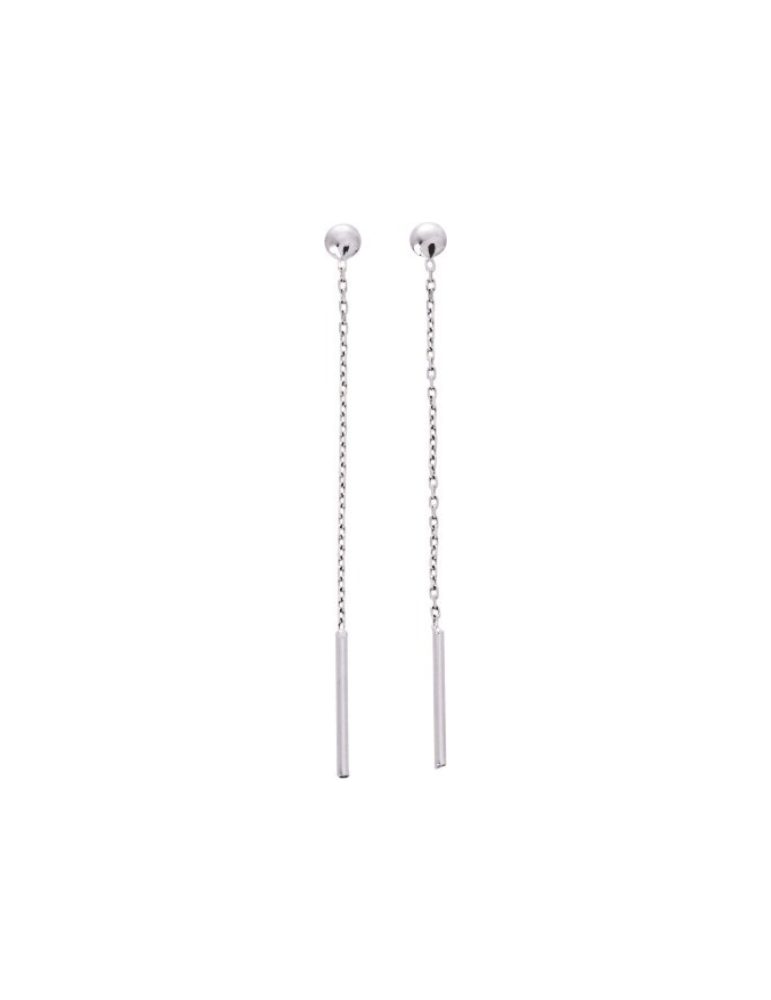 Boucles d'Oreilles Pendantes - Or Blanc 375‰