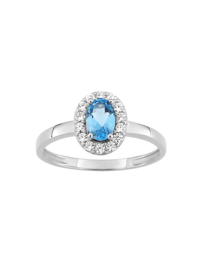 Bague Topaze Ovale - Or Blanc 375‰
