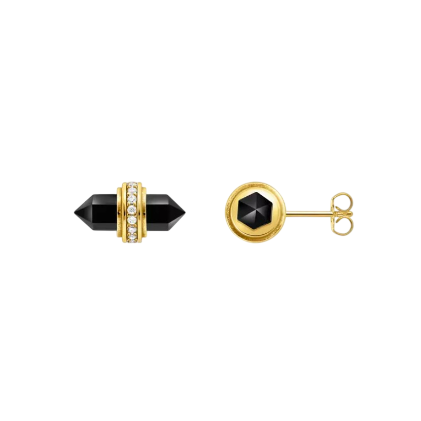 Boucles d'Oreilles Cristal & Onyx THOMAS SABO - Argent 925‰ Placage 18 carats