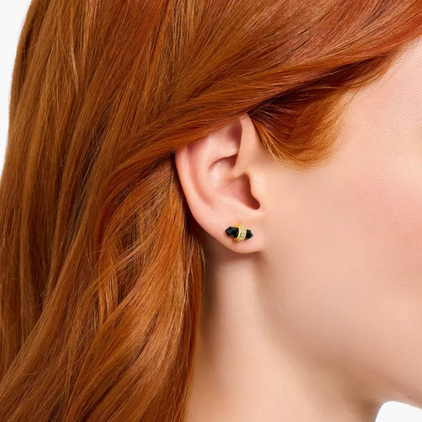 Boucles d'Oreilles Cristal & Onyx THOMAS SABO - Argent 925‰ Placage 18 carats