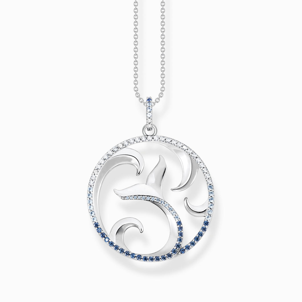 Collier Nageoire Caudale & Vague Avec Pierres Bleues THOMAS SABO - Argent 925‰