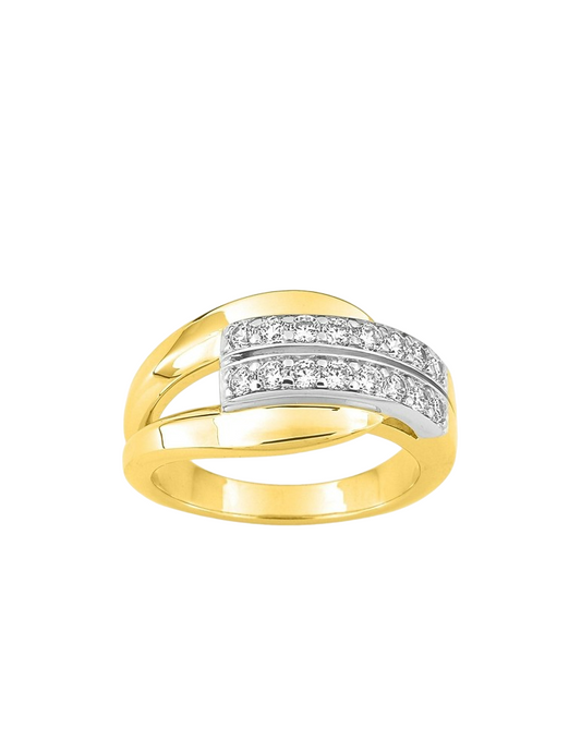 Bague Boucle Entrelacée Oxydes de Zirconium - Plaqué Or
