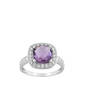 Charger l&#39;image dans la galerie, Bague Améthyste &amp; Oxydes De Zirconium - Or Blanc 375‰
