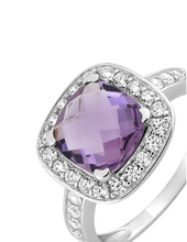 Charger l&#39;image dans la galerie, Bague Améthyste &amp; Oxydes De Zirconium - Or Blanc 375‰
