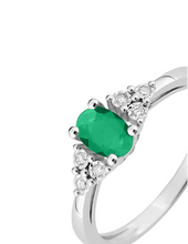 Charger l&#39;image dans la galerie, Bague Solitaire Emeraude &amp; Diamants - Or Blanc 750‰
