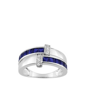 Charger l&#39;image dans la galerie, Bague Saphir &amp; Diamants - Or Blanc 750‰
