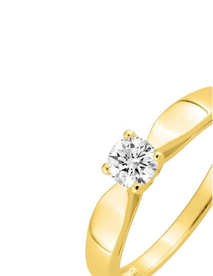 Bague Solitaire Oxyde de Zirconium - Plaqué Or