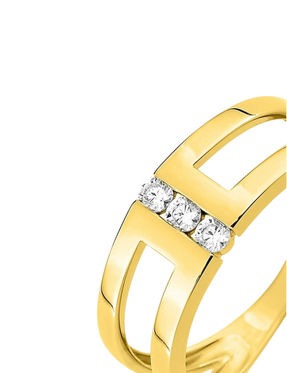 Bague Ajourée Oxydes De Zirconium - Or Jaune 375‰