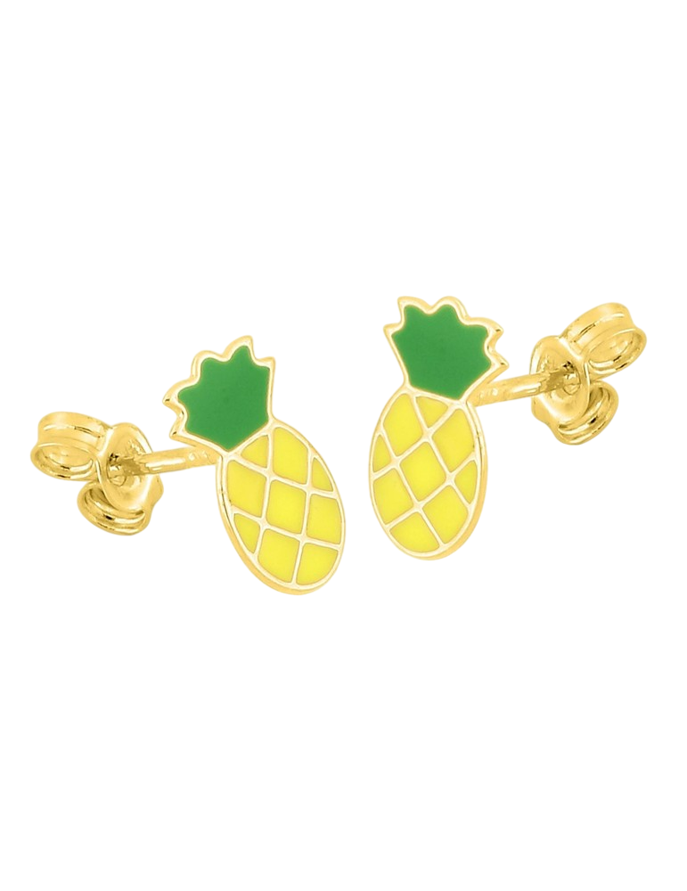 Boucles d'Oreilles Ananas - Plaqué Or