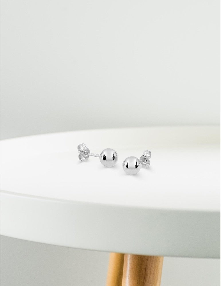 Boucles d'Oreilles Boule 6 mm - Or Blanc 750‰