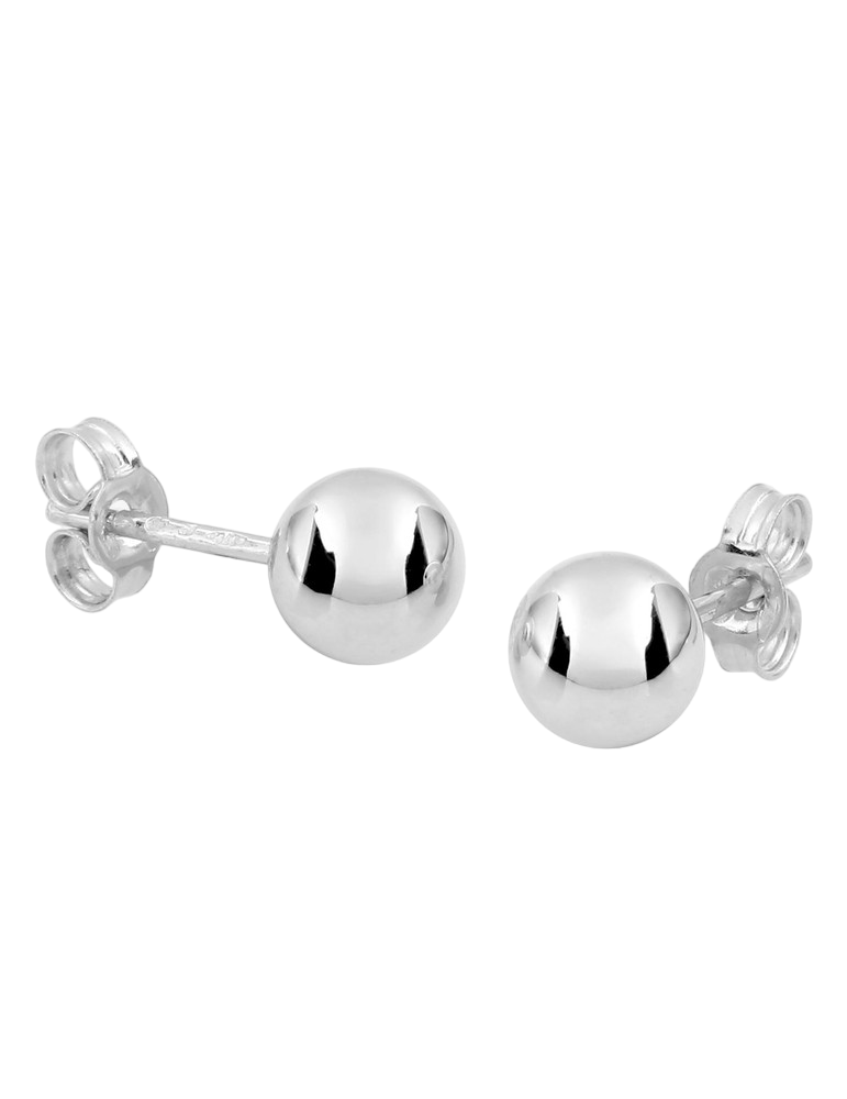 Boucles d'Oreilles Boule 6 mm - Or Blanc 750‰