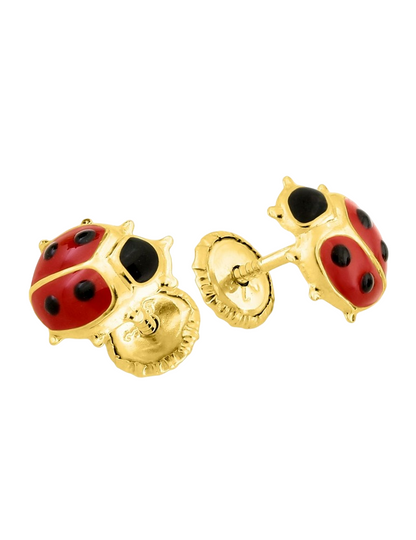 Boucles d'Oreilles à Vis Coccinelle - Or Jaune 750‰