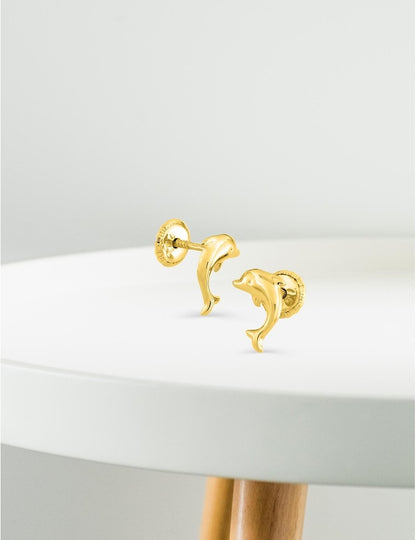 Boucles d'Oreilles à Vis Dauphin - Or Jaune 750‰