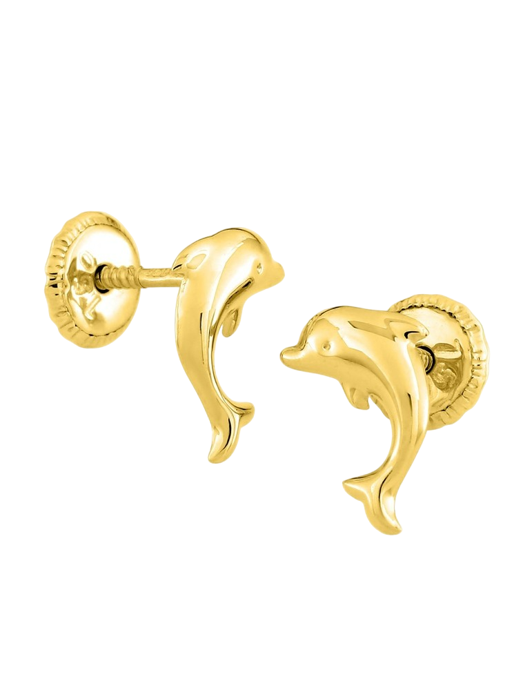 Boucles d'Oreilles à Vis Dauphin - Or Jaune 750‰