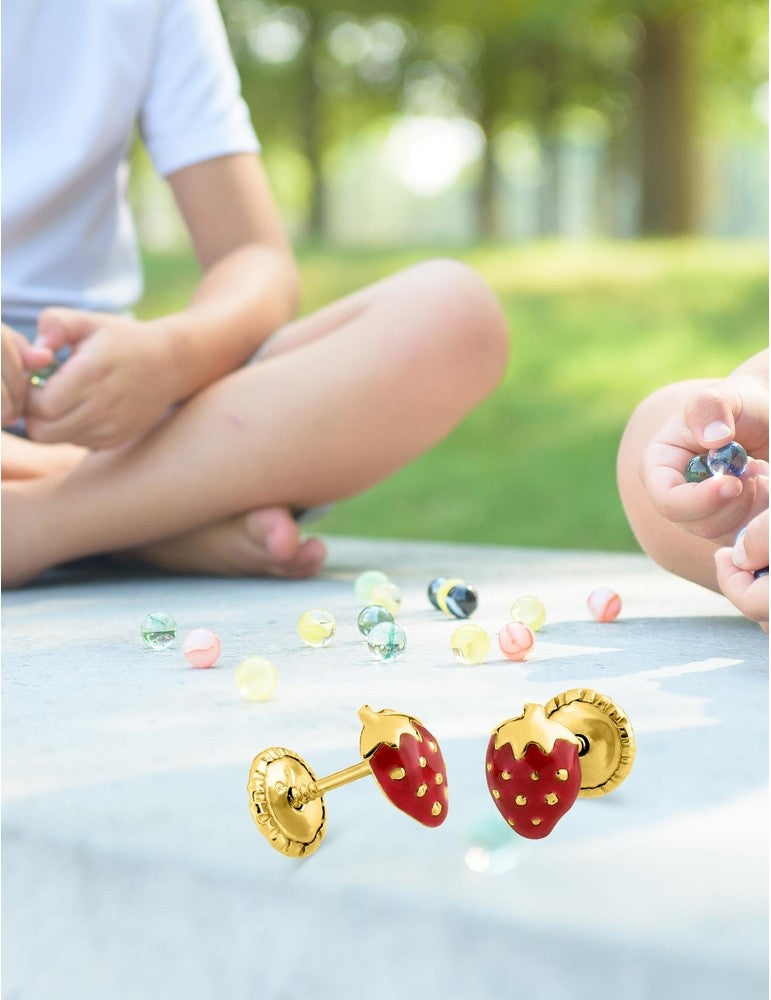 Boucles d'Oreilles à Vis Fraise - Or Jaune 750‰