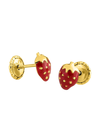 Boucles d'Oreilles à Vis Fraise - Or Jaune 750‰