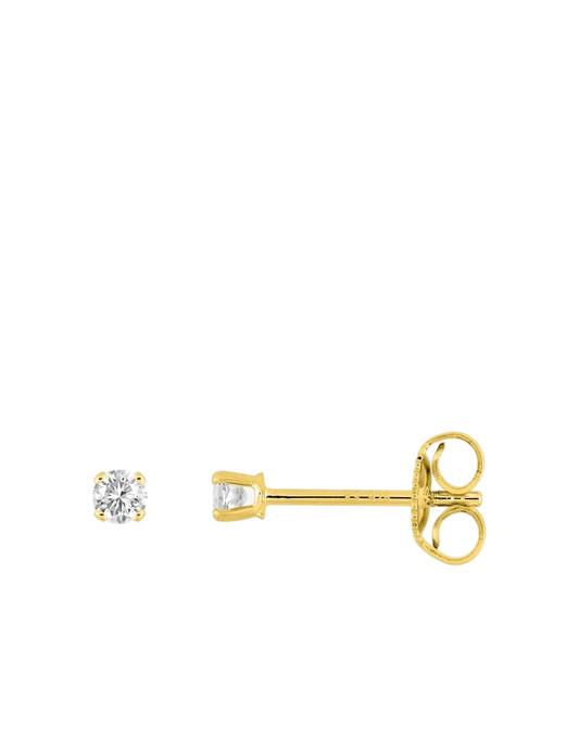 Boucles d'Oreilles Oxydes de Zirconium 2,5 mm - Plaqué Or