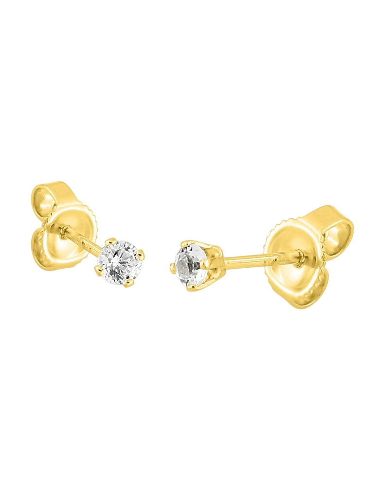 Boucles d'Oreilles Oxydes de Zirconium 2,5 mm - Plaqué Or