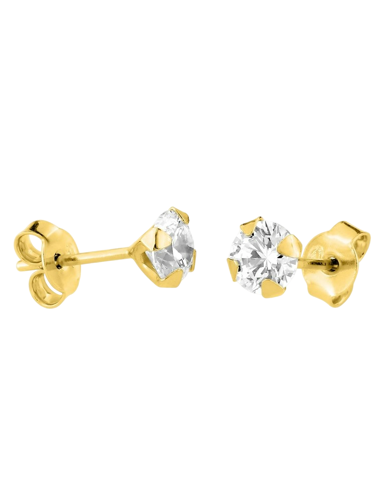 Boucles d'Oreilles Oxydes de Zirconium 5 mm - Plaqué Or