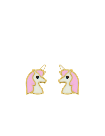 Boucles d'Oreilles à Vis Licorne Mauve - Or Jaune 375‰