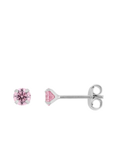 Charger l&#39;image dans la galerie, Boucles d&#39;Oreilles Oxydes de Zirconium Rose 4 mm - Argent 925‰
