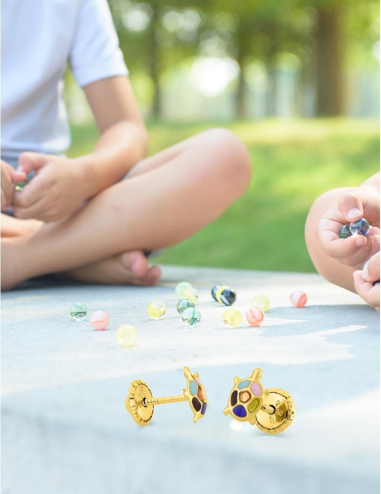 Boucles d'Oreilles à Vis Tortue - Or Jaune 375‰