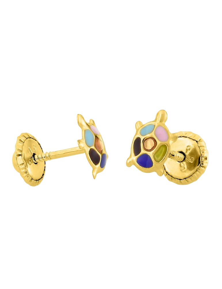Boucles d'Oreilles à Vis Tortue - Or Jaune 375‰