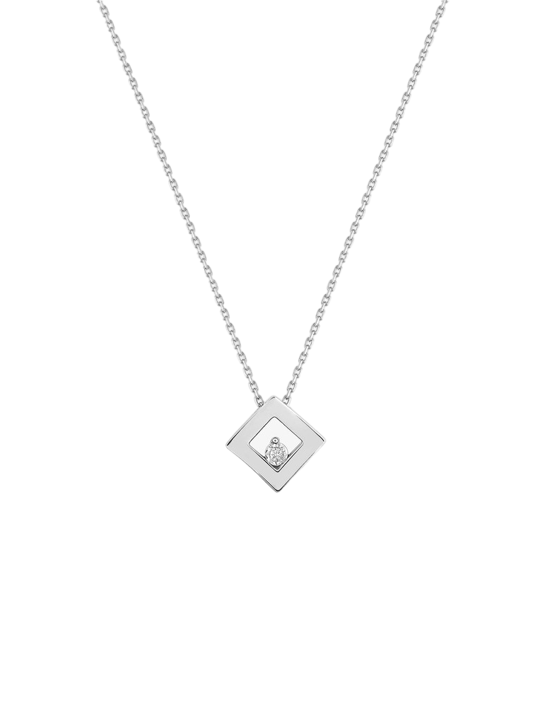 Collier Diamant Forme Carré - Or Blanc 750‰