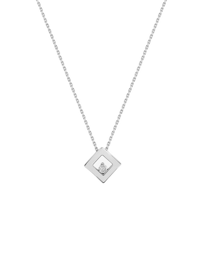 Collier Diamant Forme Carré - Or Blanc 750‰