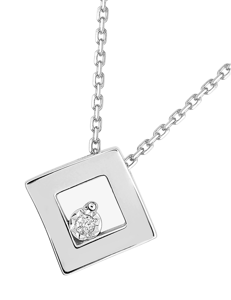 Collier Diamant Forme Carré - Or Blanc 750‰