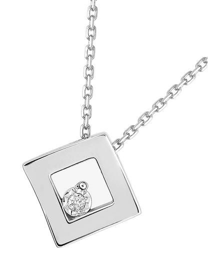 Collier Diamant Forme Carré - Or Blanc 750‰