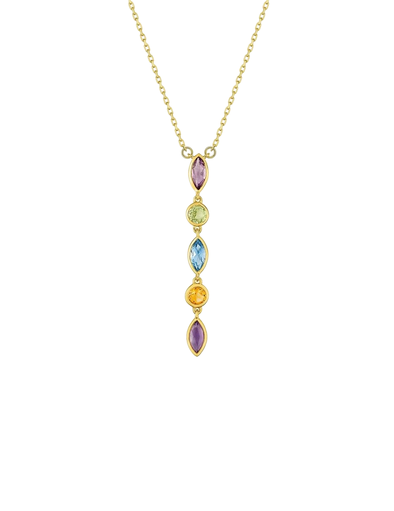 Collier Pierres fines multicolores - Or Jaune 375‰