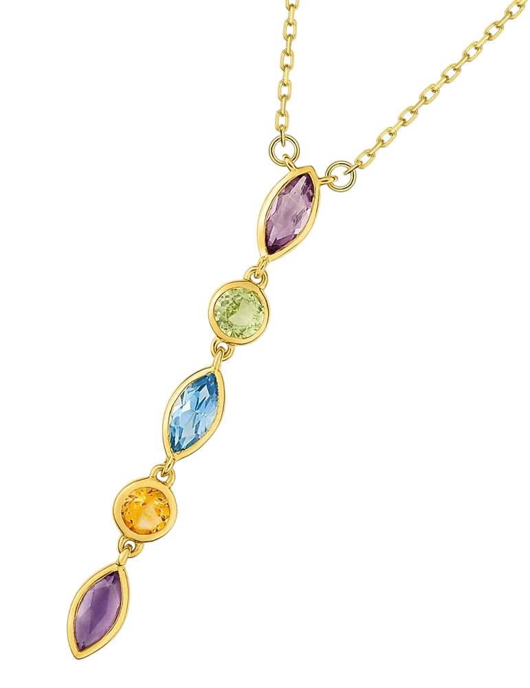 Collier Pierres fines multicolores - Or Jaune 375‰