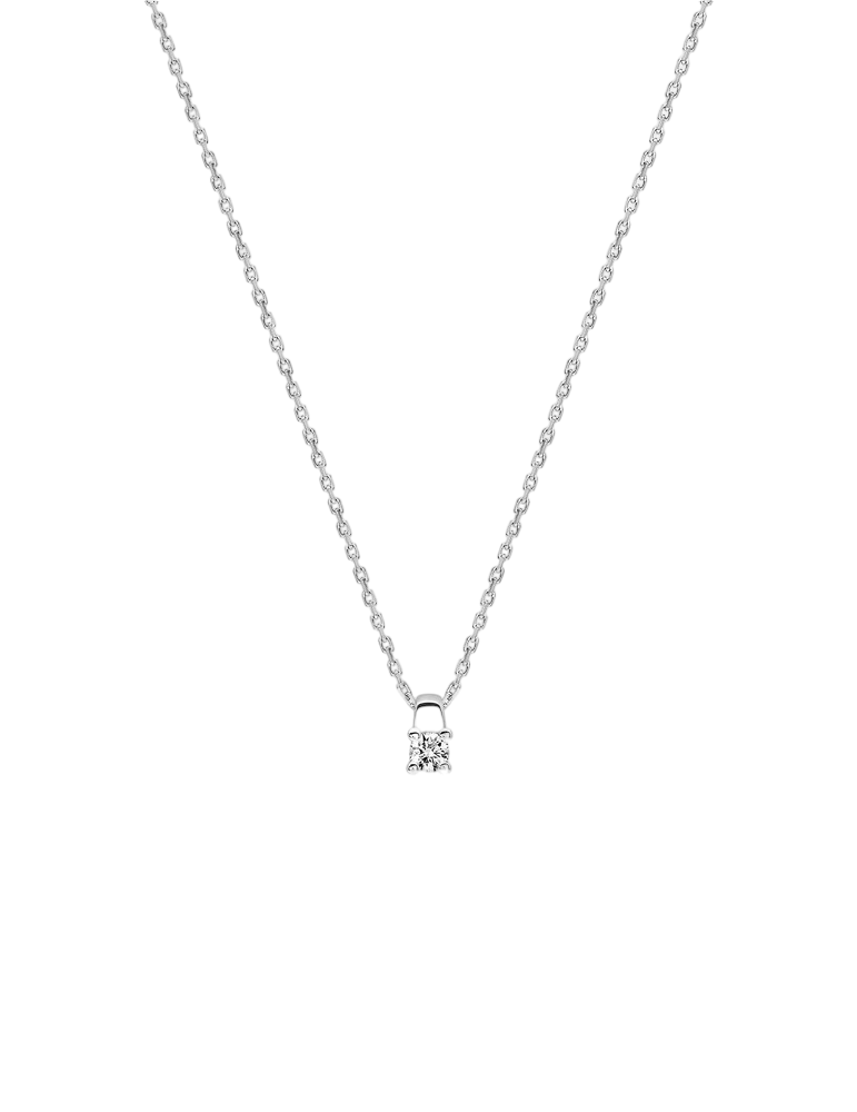 Collier Solitaire Diamant 4 Griffes  - Or Blanc 750‰