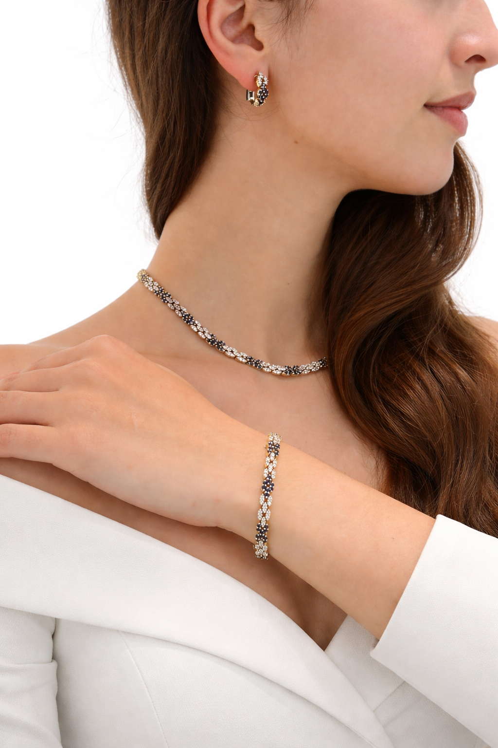 Boucles d'oreilles Clip Saphir & Diamants Or Jaune 750‰ - Bijoux D'occasion