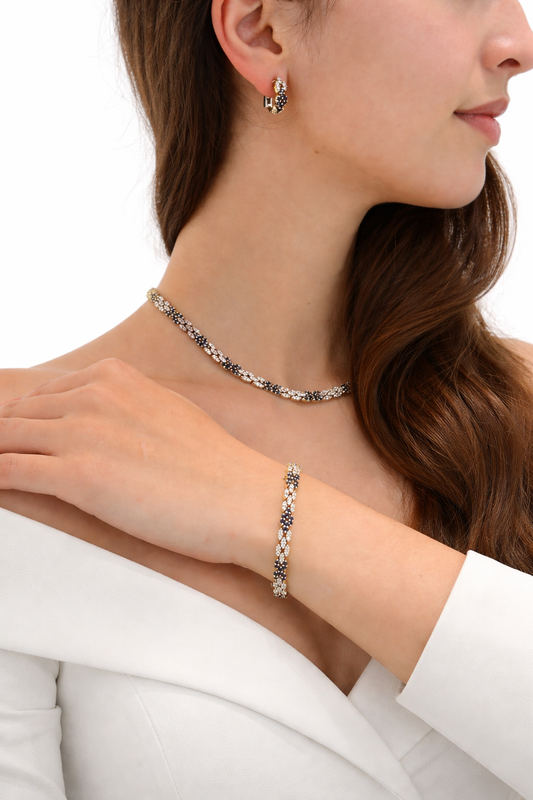 Boucles d'oreilles Clip Saphir & Diamants Or Jaune 750‰ - Bijoux D'occasion