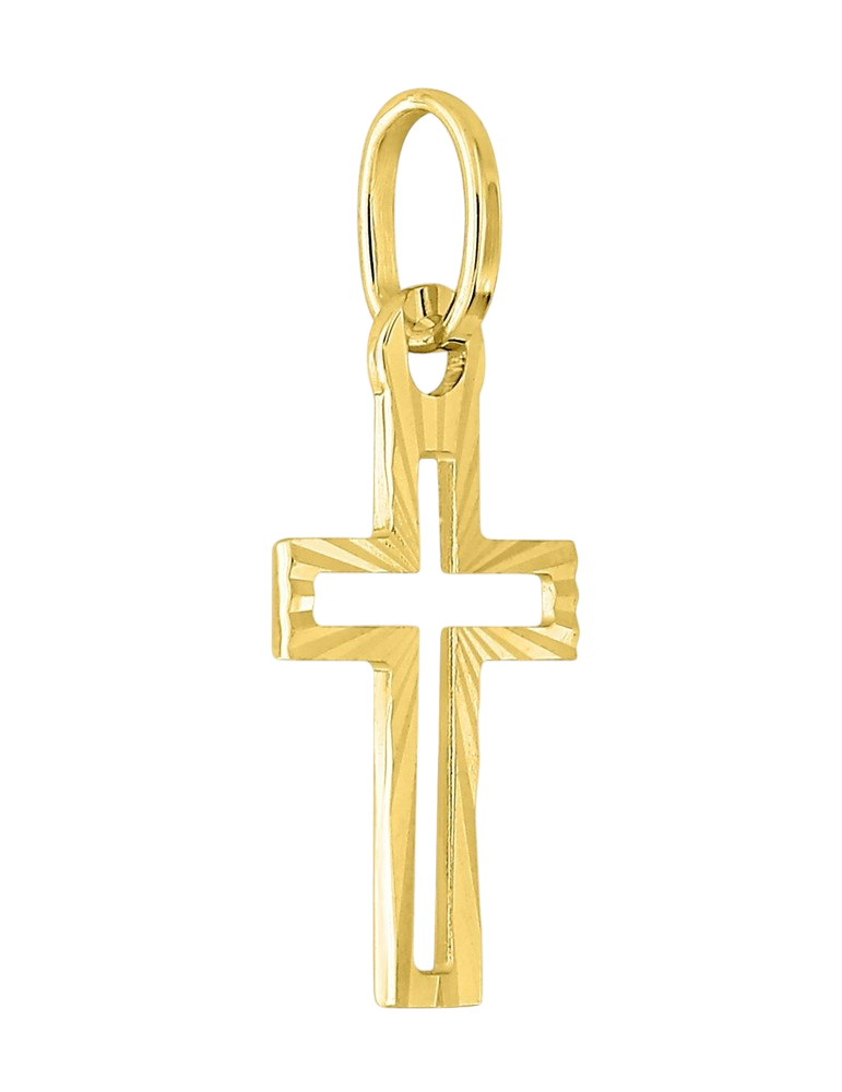 Croix Ajourée Biseautée - Or Jaune 750‰