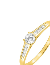Charger l&#39;image dans la galerie, Bague Solitaire Accompagné Oxydes de Zirconium - Plaqué Or
