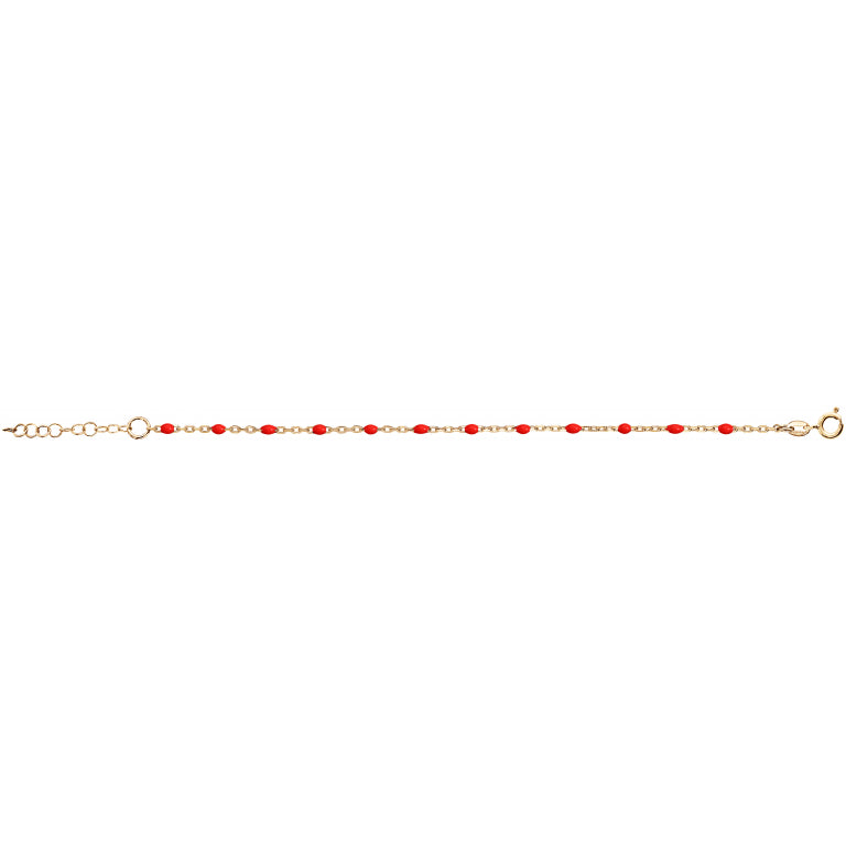 Bracelet Olive Résine Rouge - Argent Doré