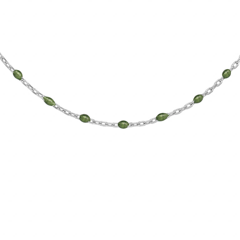 Collier Résine Verte - Argent 925‰