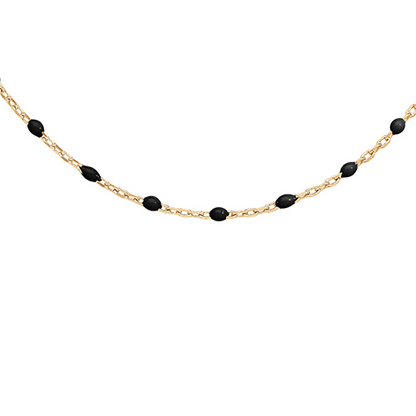 Collier Résine Noire - Argent Doré