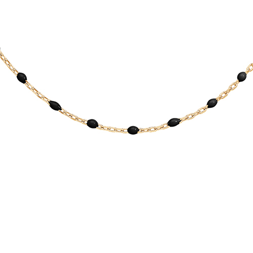 Collier Résine Noire - Argent Doré