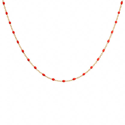 Collier Résine Rouge - Argent Doré